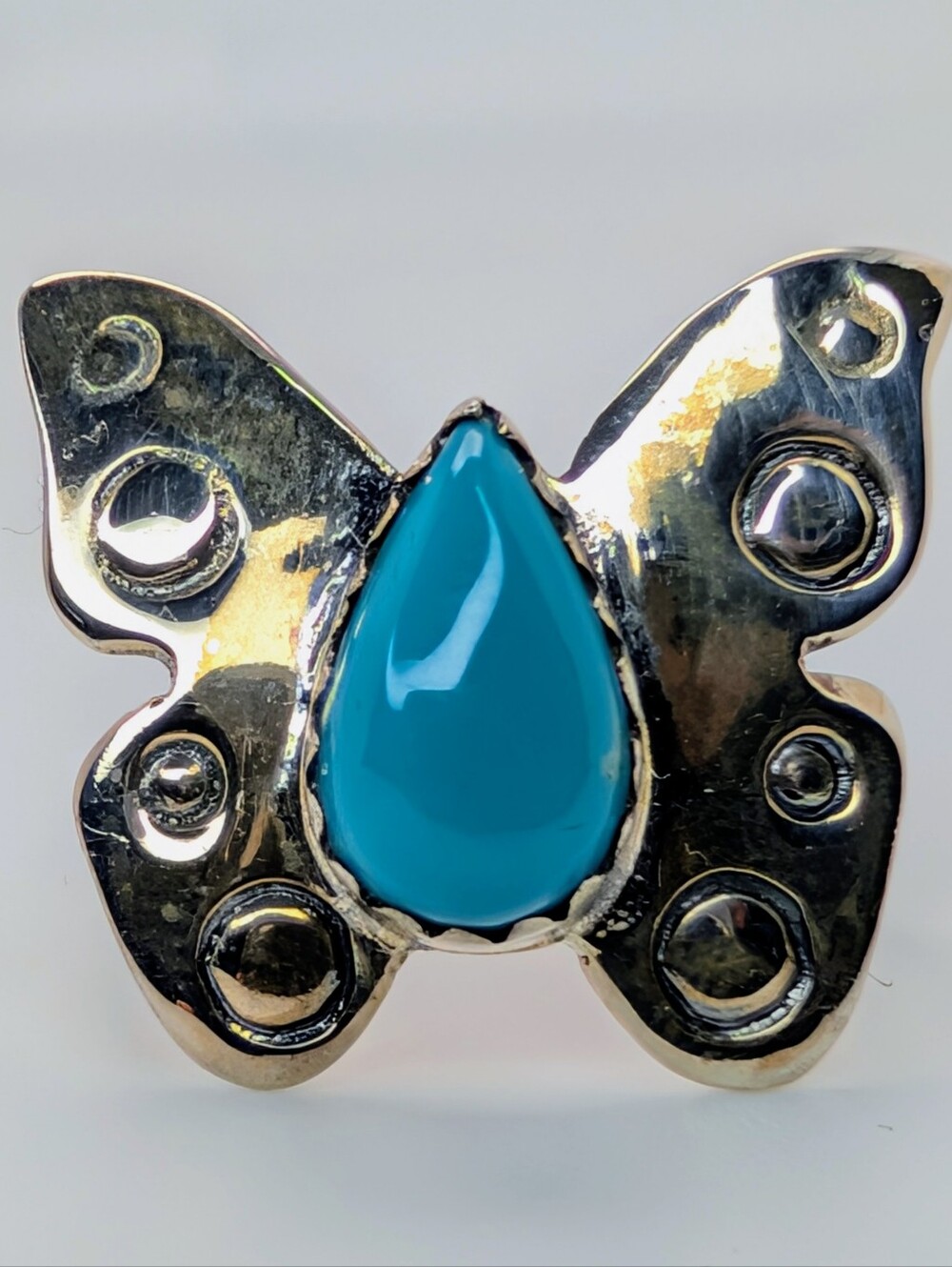 Kingman Turquoise Butterfly Ring S925 Sterling Silver